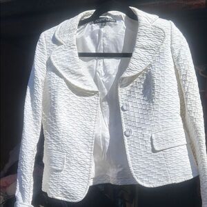 Albert Nipon white Textured Blazer